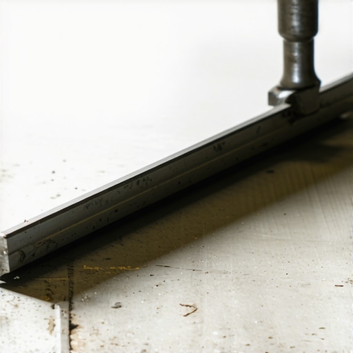 Professional Floor Leveling Tools and Straightedge High-quality floor scraper and straightedge used for preparing subfloors for tiling and hardwood.