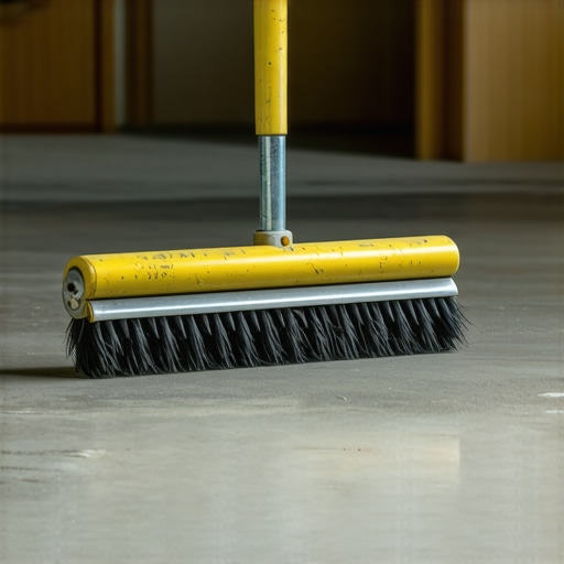 Professional Floor Leveling Tools A gauge rake and spiked roller used for achieving a smooth floor surface.