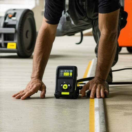 Professional Flooring Tools for Precision Installation A contractor using a moisture meter and dust extraction system on a professional flooring project.