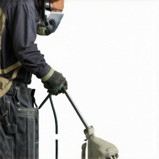 Contractor using a dual-propeller mixing paddle for floor leveler