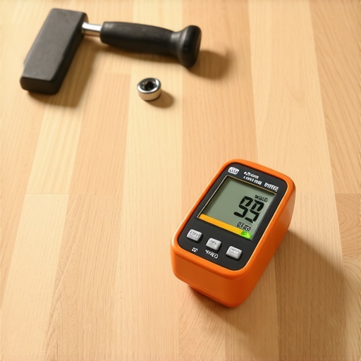 Professional Grade Moisture Meter for Flooring Using a pinless moisture meter to check hardwood floor hydration levels before maintenance