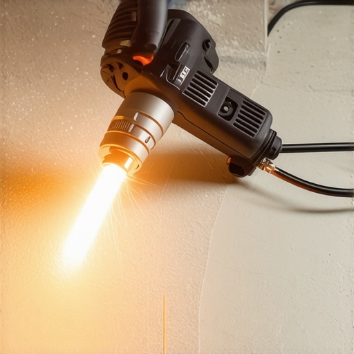 Professional Heat Welding Tools for Vinyl Floors Close up of a digital heat gun welding a vinyl floor seam
