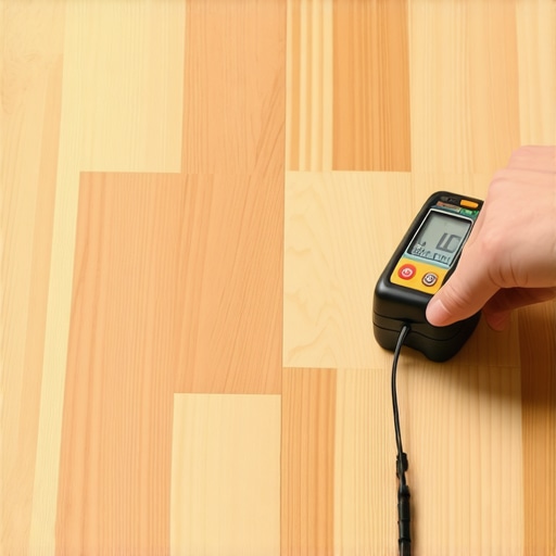 Professional Moisture Meter for Floor Installation Professional pinless moisture meter checking hardwood floor subfloor moisture