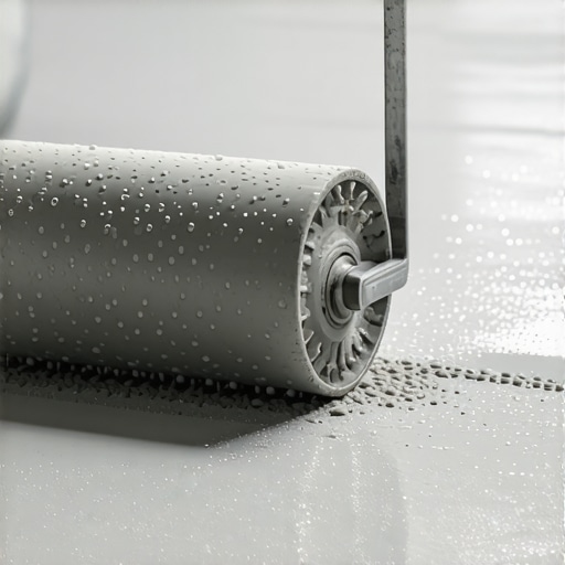 A spiked roller used to achieve a smooth finish on self-leveling compound.
