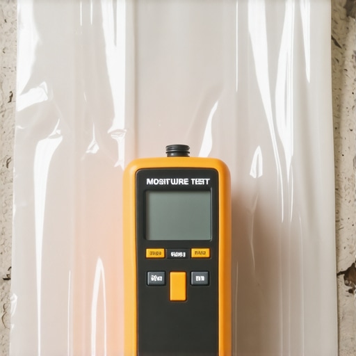 Professional subfloor moisture testing Moisture test on concrete slab before flooring installation