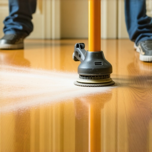 Professional screening technique to remove bubbles from hardwood floor finish.