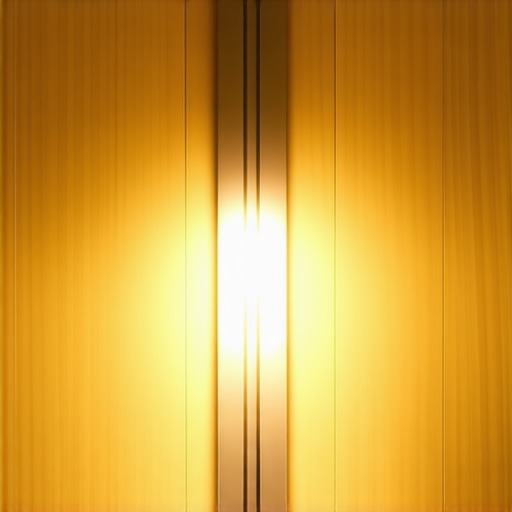 A straightedge and flashlight showing gaps in an uneven subfloor for leveling.