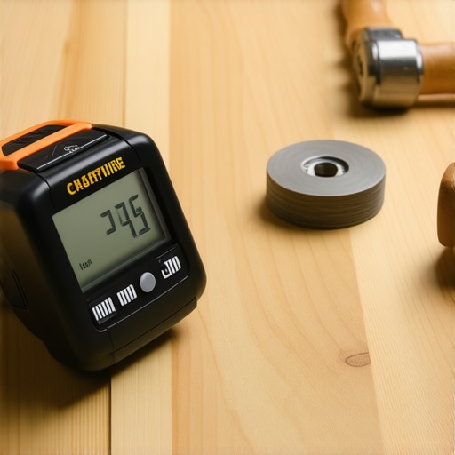 A digital moisture meter being used on hardwood flooring to ensure proper acclimation.