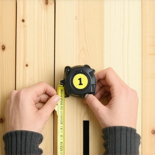 Close-up of a tape measure used to burn an inch for precision flooring layout.