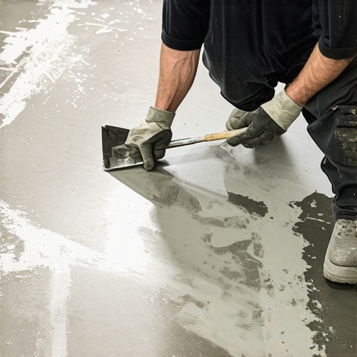 Professional tiler applying thinset to the back of a large tile