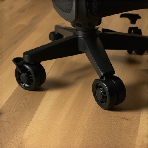 Soft rubber desk chair wheels on a luxury vinyl plank floor
