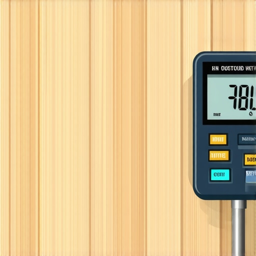 Using a Moisture Meter for Flooring Success Professional digital moisture meter measuring moisture content of a hardwood floor.