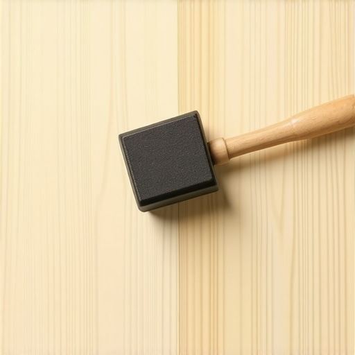 Using a Professional Tapping Block for Vinyl Installation Close-up of a tapping block and mallet used to join luxury vinyl planks without damaging the edges.