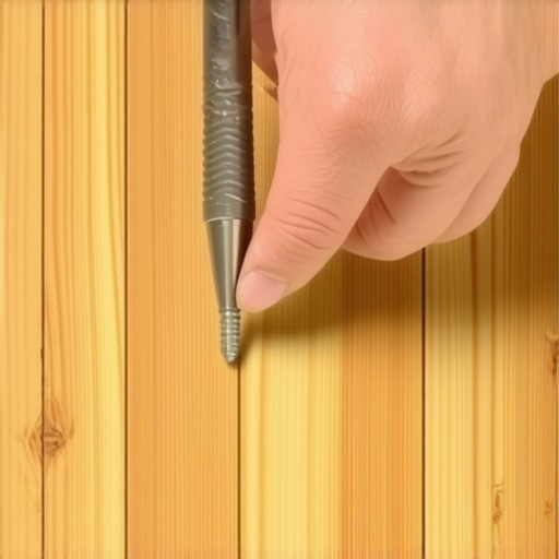 A specialized tool being used to repair a squeaky hardwood floorboard from above