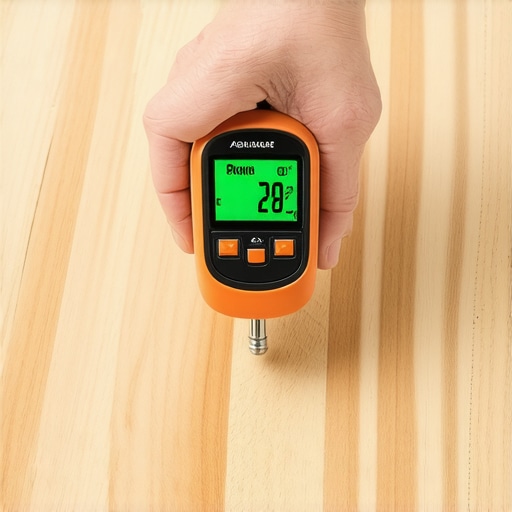 Using a moisture meter for subfloor preparation Professional moisture meter test on plywood subfloor