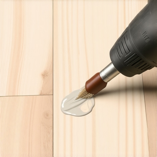Close-up of molten wax being applied to a floor gouge