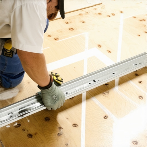 Close-up of chalk dust method for leveling subfloors before LVP installation