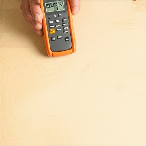 Verifying Subfloor Moisture Content Professional using a moisture meter on a wood subfloor before flooring installation.